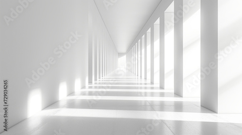 Abstract white room background with sun light at the wall in modern style for product presentation