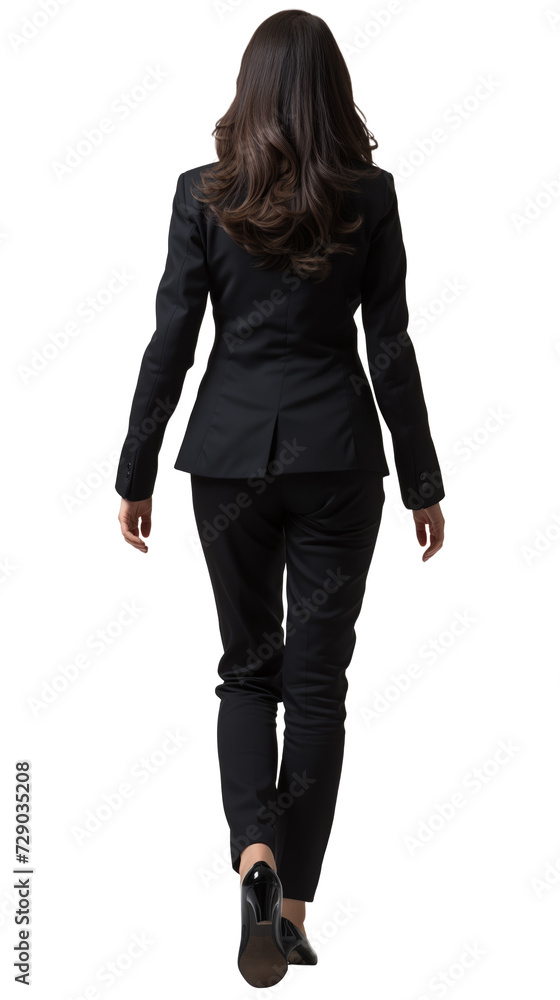 Walking business woman in suit, back view . Rear view people collection. Isolated over transparent background. Walking business woman in suit, back view . Rear view people collection. Isolated over transparent background.