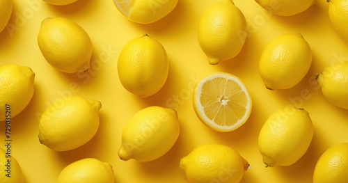 An abundant harvest of tangy citrons, meyer lemons, and juicy oranges, adorned with vibrant yellow pomelos and zesty lemon peels, evokes a refreshing and invigorating sensation of summer in this stil photo