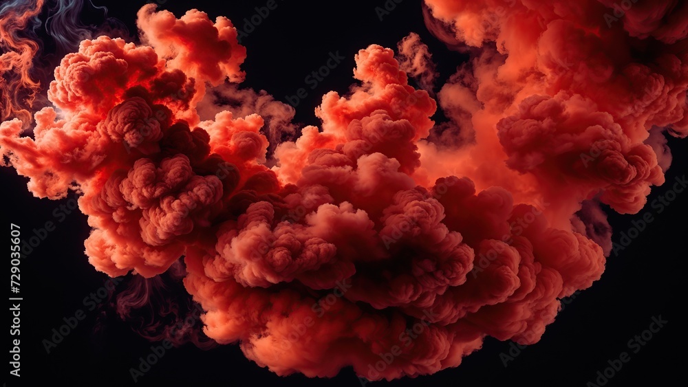 a red ink cloud in a black background. a red ink cloud in a black background.