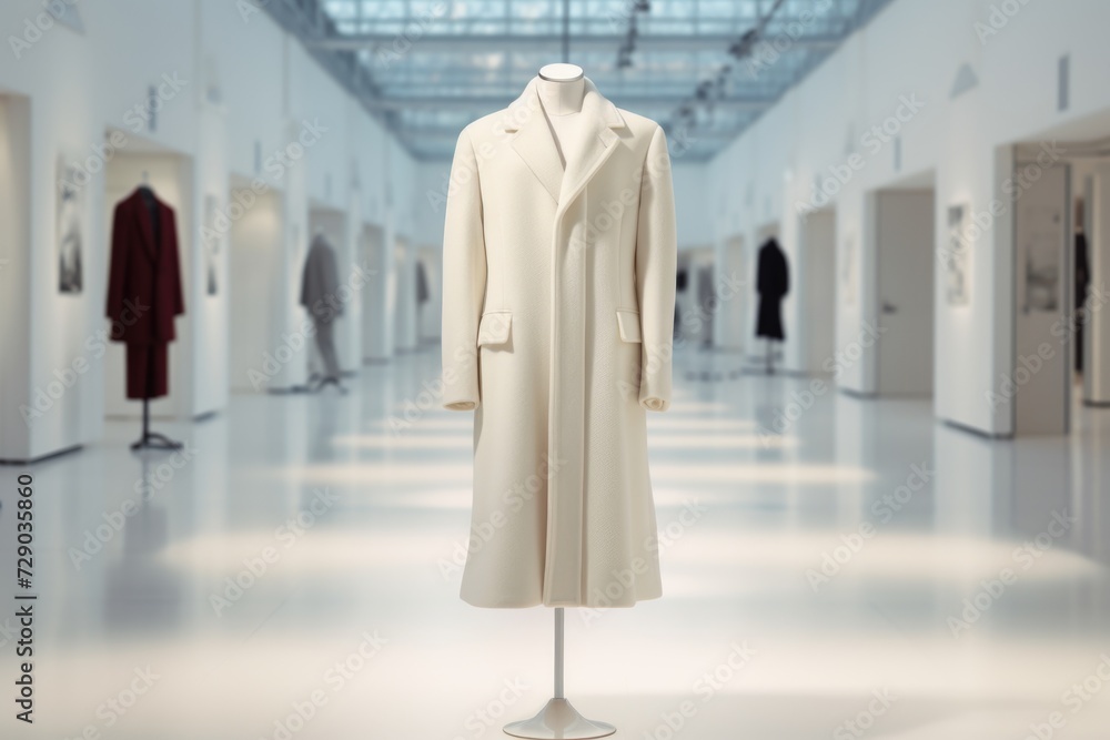 Chic Coat Exhibit in Bright Gallery Space Chic Coat Exhibit in Bright Gallery Space