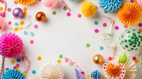 Background with party decorations. April fool's day celebration.