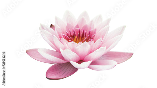 lotus water lily pink flower isolated on transparent #729036246