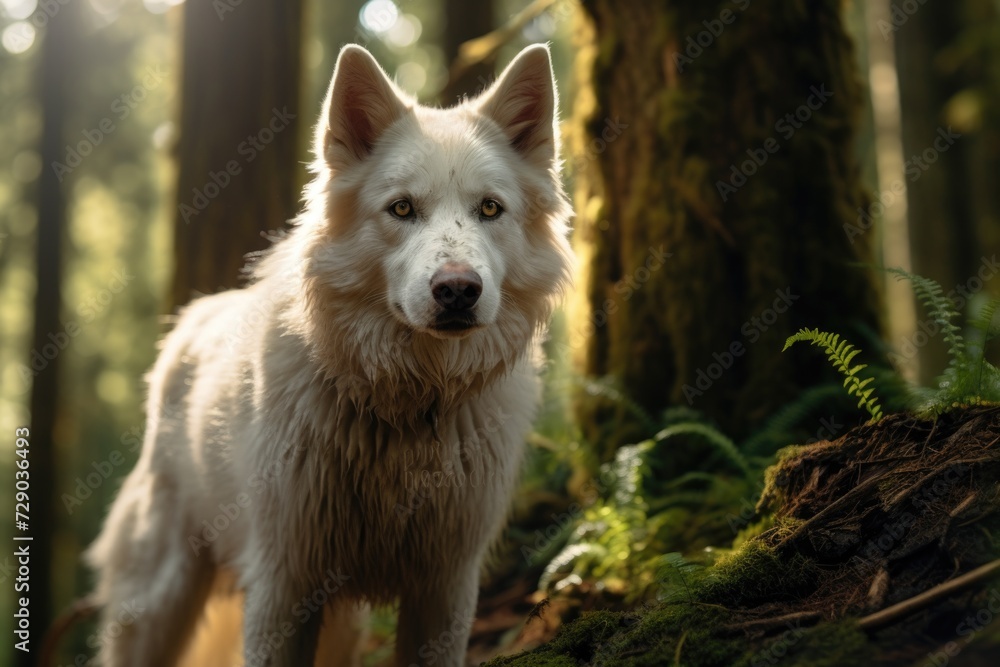 Obraz premium White Wolf in Forest Light