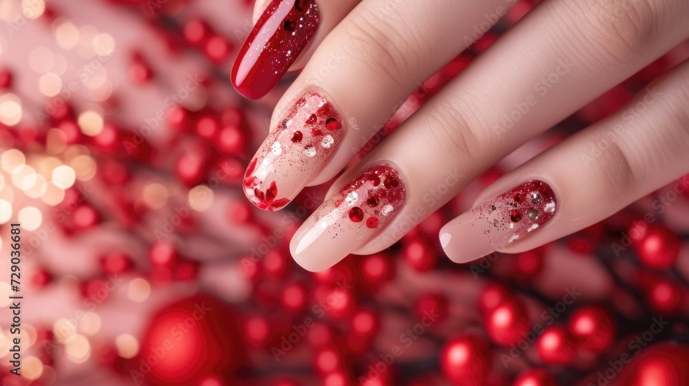 Festive Red Glitter Nail Art Festive Red Glitter Nail Art