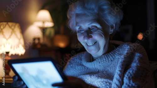 Senior Woman Enjoying Digital Tablet at Home