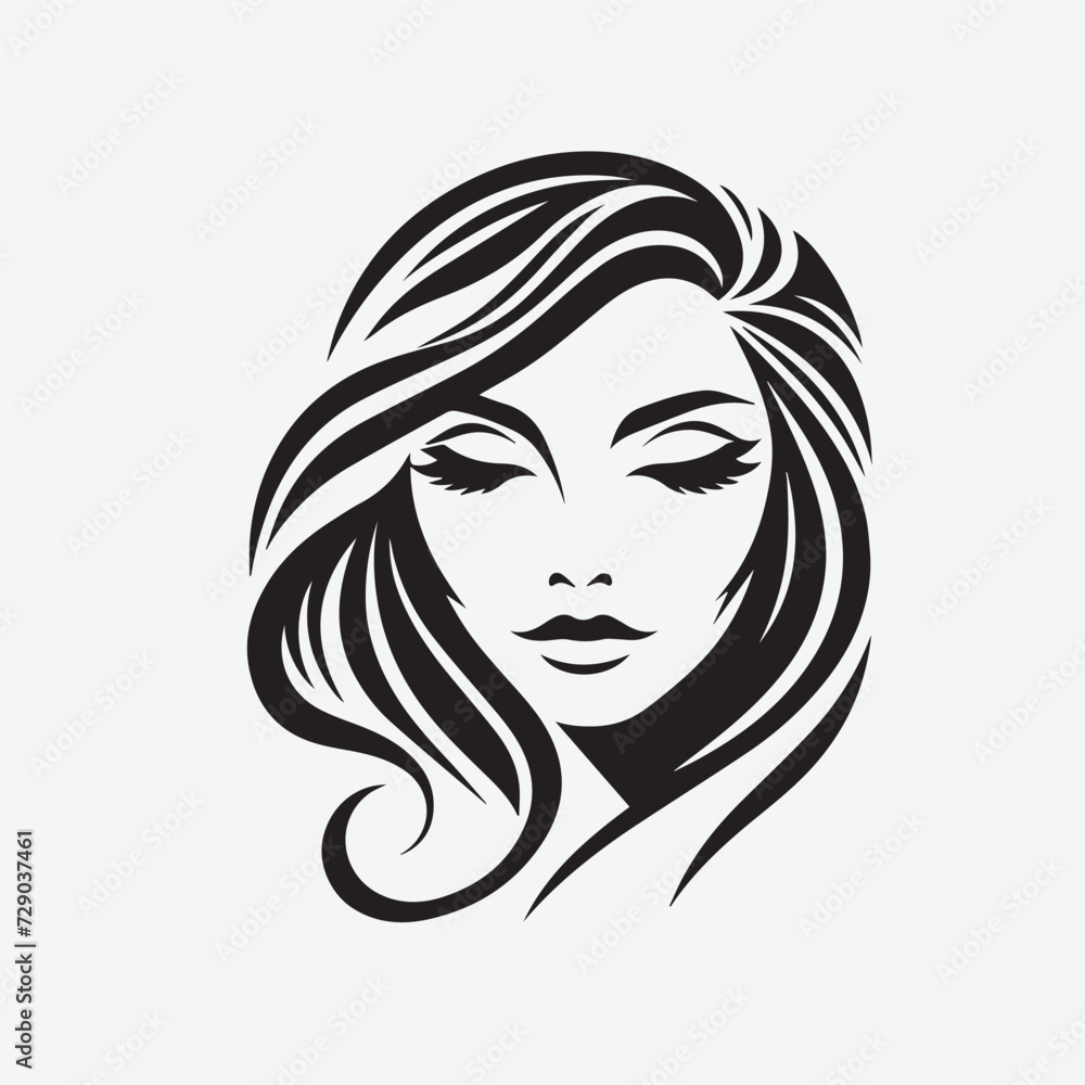 Vector illustration of Woman, concept portrait of a fictional elegant Vintage silhouette