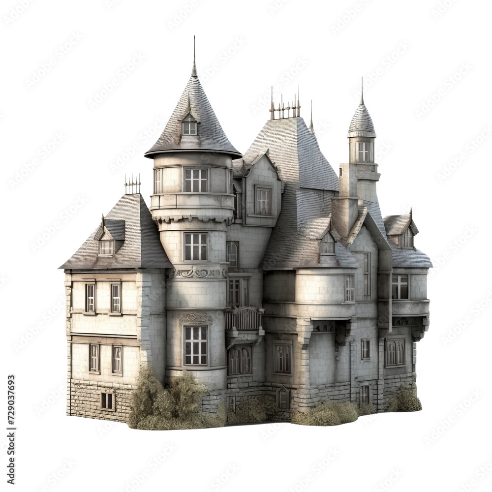 Castle House PNG Cutout, Generative AI