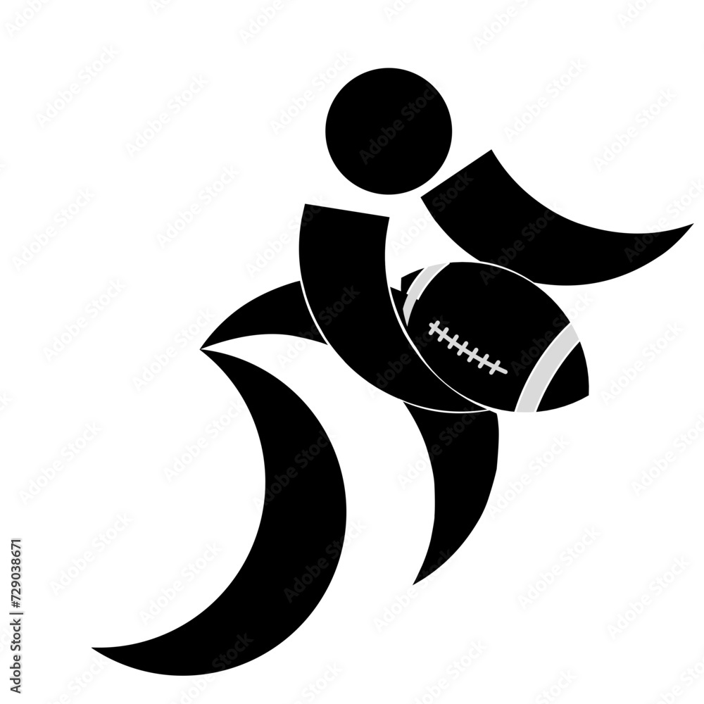 Iconic silhouette of a person playing rugby Iconic silhouette of a person playing rugby