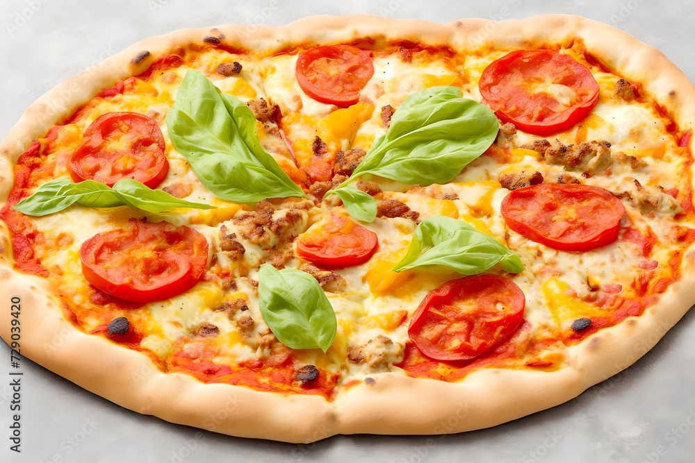 pizza with tomato, AI generated.