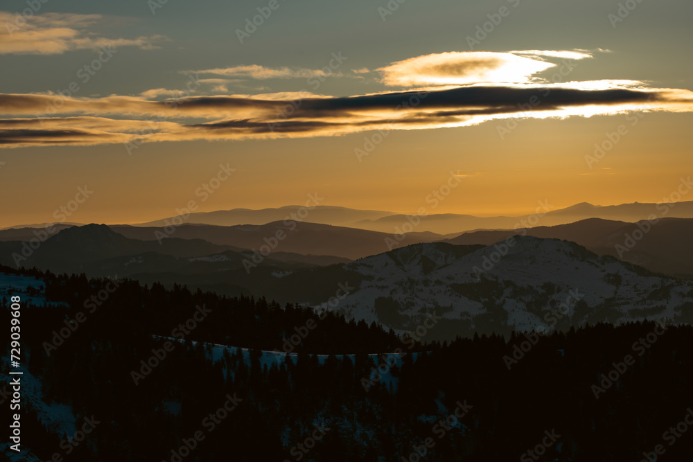Fototapeta premium Beautiful landscape of Ceahlau mountains in Romania.