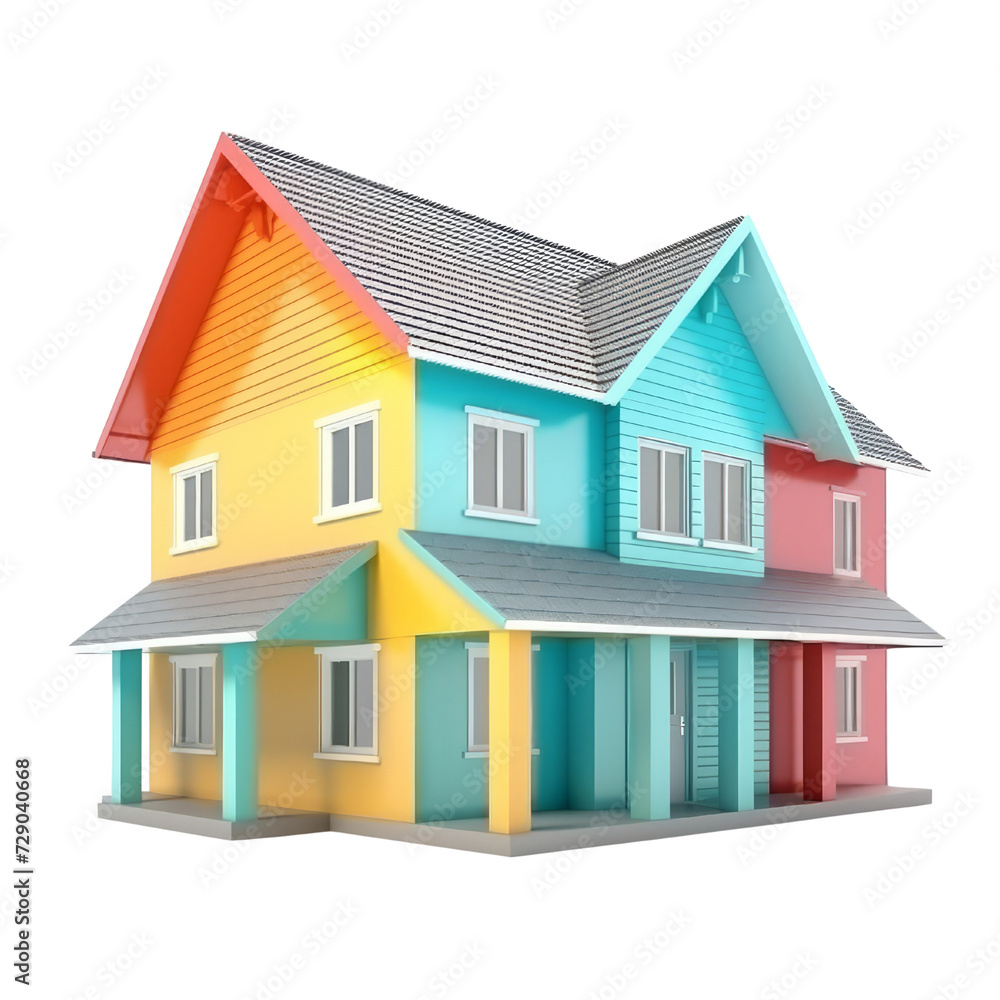 Colorful House PNG Cutout, Generative AI