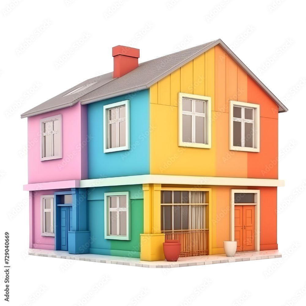 Colorful House PNG Cutout, Generative AI