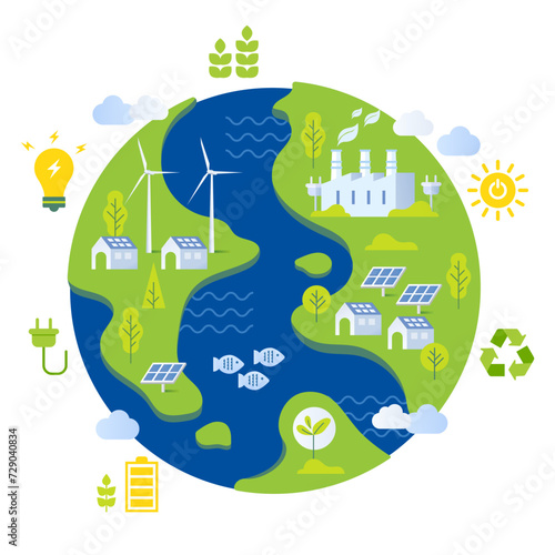 ESG Green World Sustainability illustration