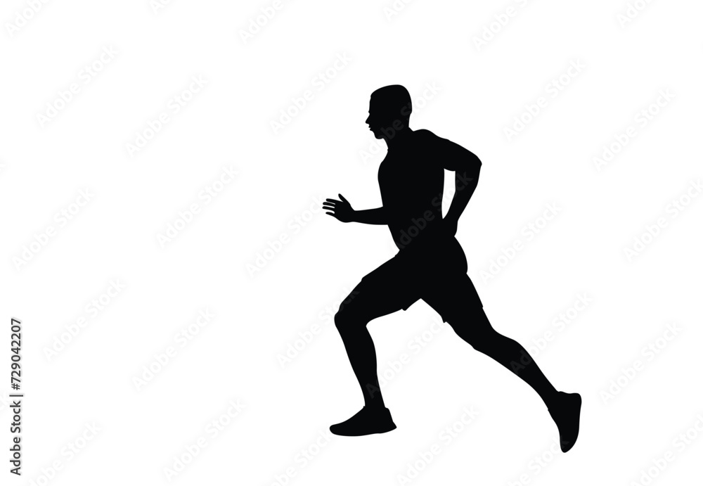 Male runner. Vector isolated male runner silhouette.