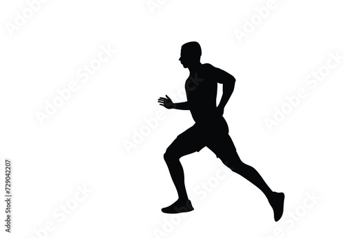 Male runner. Vector isolated male runner silhouette.