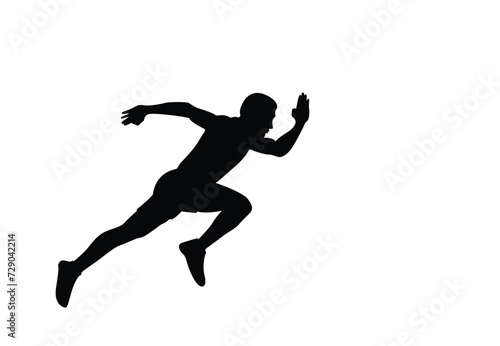 Male runner. Vector isolated male runner silhouette. white background