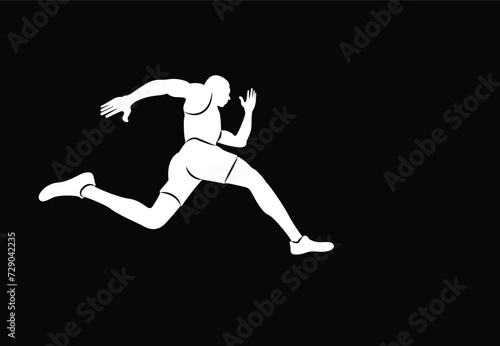 Male runner. Vector male runner isolated on black background. © SIRAPOB