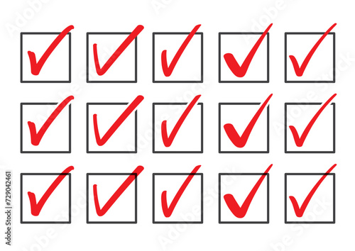 Red checkbox simple icon set_チェックボックスのアイコンセット