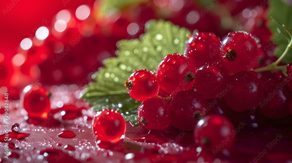 Vibrant red currants on a moist surface with water droplets. close-up, fresh, bright and festive. ideal for culinary projects. AI Vibrant red currants on a moist surface with water droplets. close-up, fresh, bright and festive. ideal for culinary projects. AI