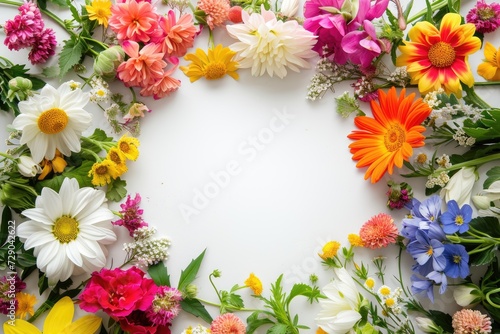 Floral composition on a white background  space for text  concept of Valentine Day  Mother Day  Women Day  wedding day