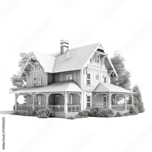 Country House PNG Cutout, Generative AI