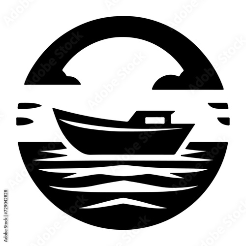 boat vector logo concept icon, clipart, symbol, black color silhouette