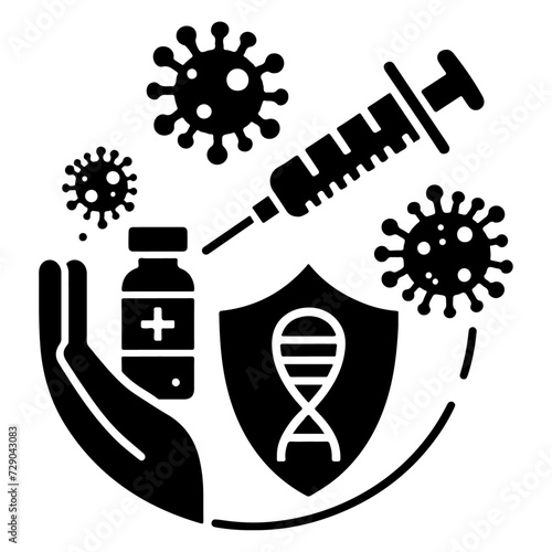 minimal Antibacterial defense icon, black color silhouette, logo, clipart, symbol, black color silhouette