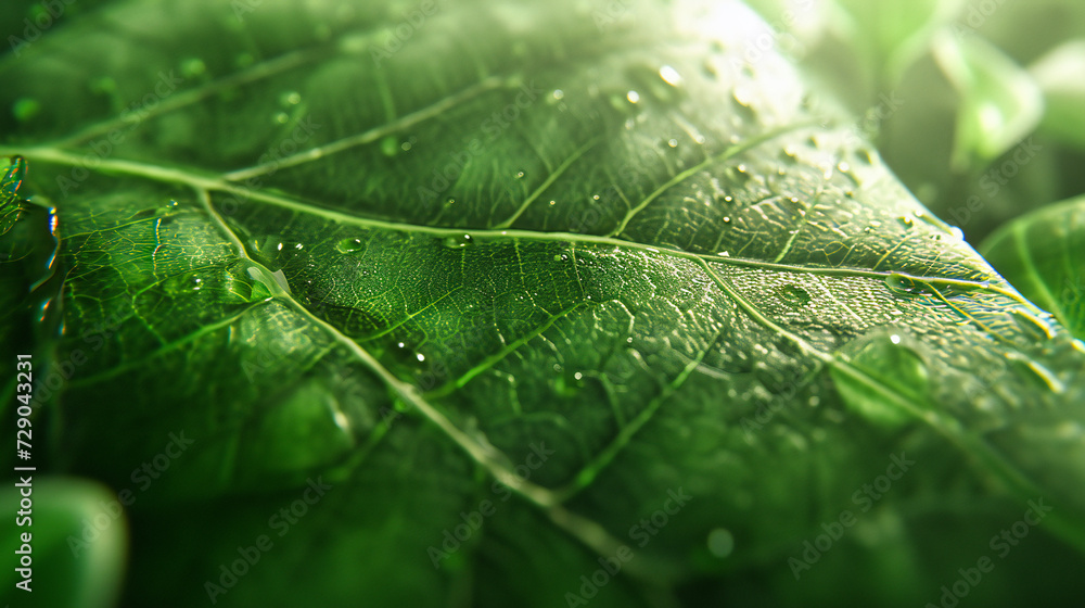 Close-up of green leaves, showcasing natures texture and patterns, ideal for themes of botany, environment, and fresh organic growth Close-up of green leaves, showcasing natures texture and patterns, ideal for themes of botany, environment, and fresh organic growth