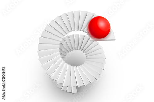 spiral staircase and red sphere, transparent background