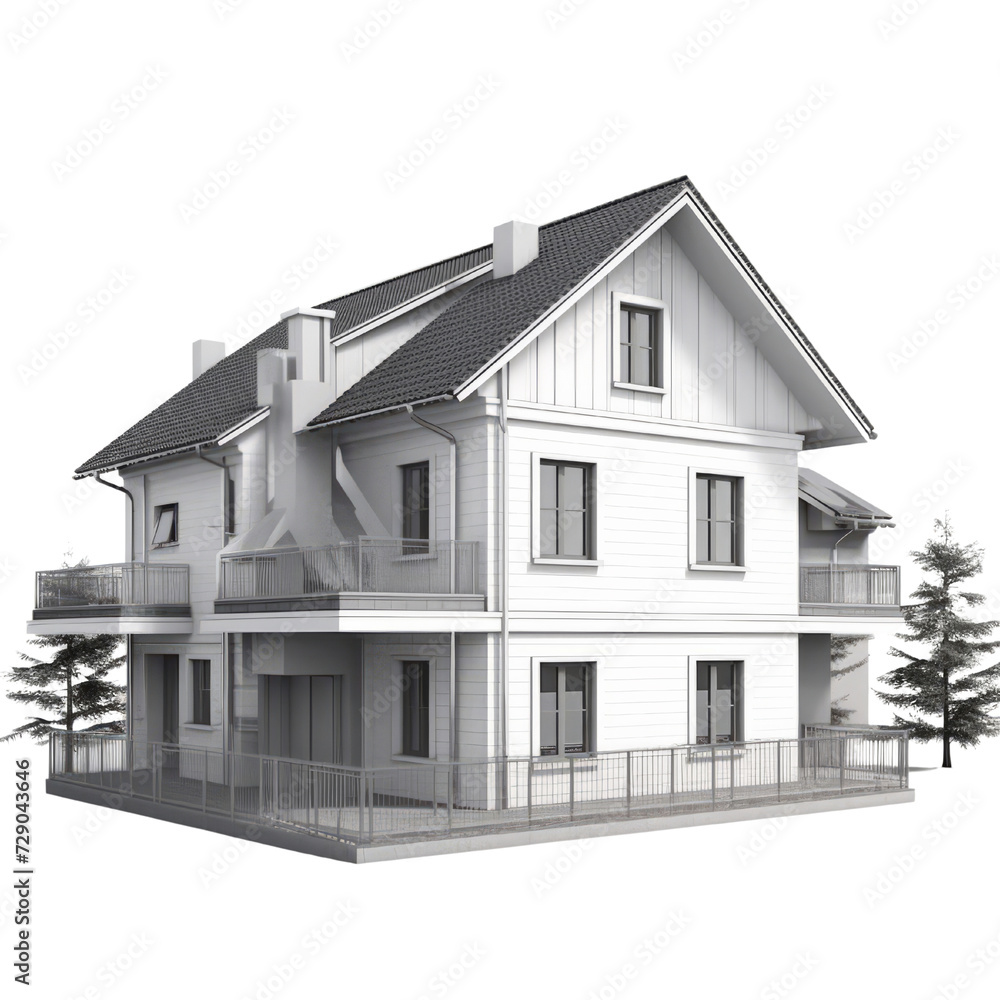 Duplex House PNG Cutout, Generative AI Duplex House PNG Cutout, Generative AI