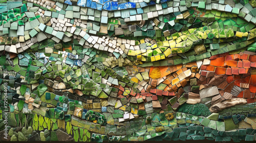 A visionary eco-mosaic that embodies the future of sustainable architecture