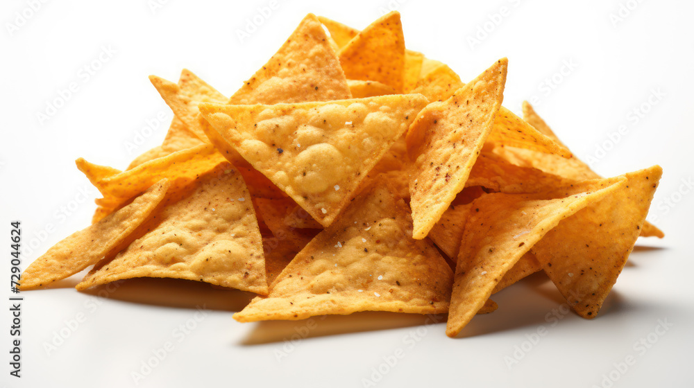 Nachos chips isolated on white background.