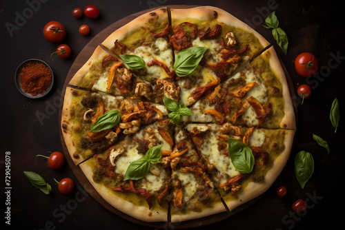 Pesto Chicken Gourmet Pizza with Sun-Dried Tomatoes Collection