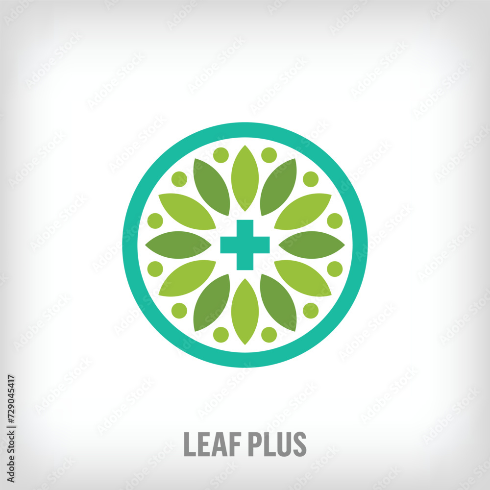 Creative leaf plus sign logo. Unique creative colors. Ecology and company logo template. vector. Creative leaf plus sign logo. Unique creative colors. Ecology and company logo template. vector.