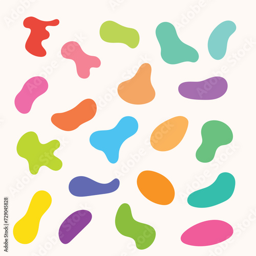 colorful handdrawn abstract blob shapes collection vector