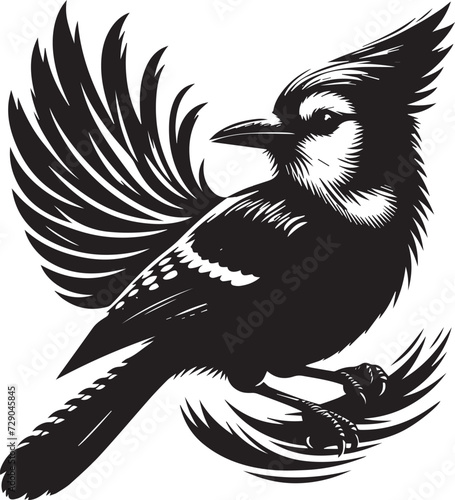 Black silhouette of a Blue jay vector illustration
