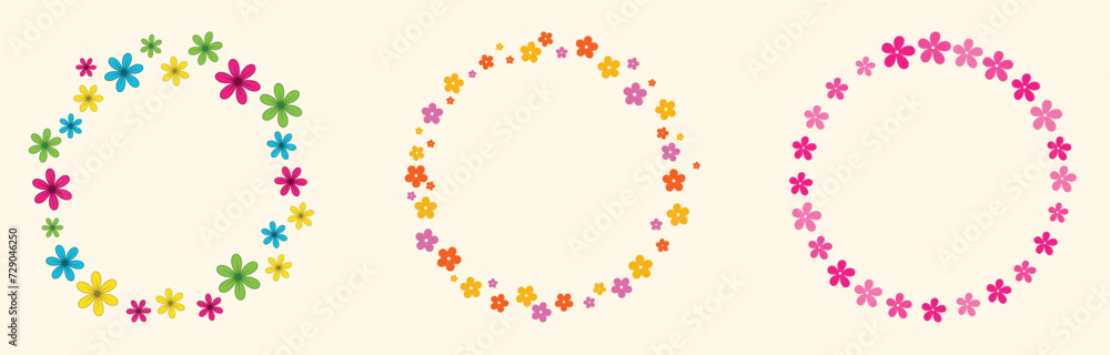 handdrawn floral wreath and frame set collection decoration vector illustration
