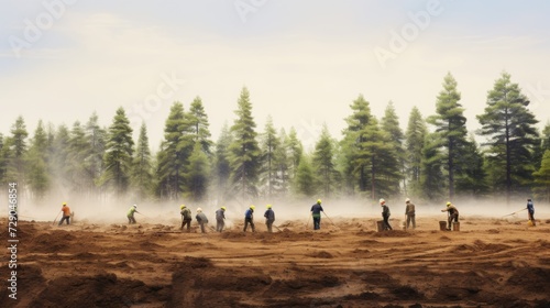 Group of people planting trees