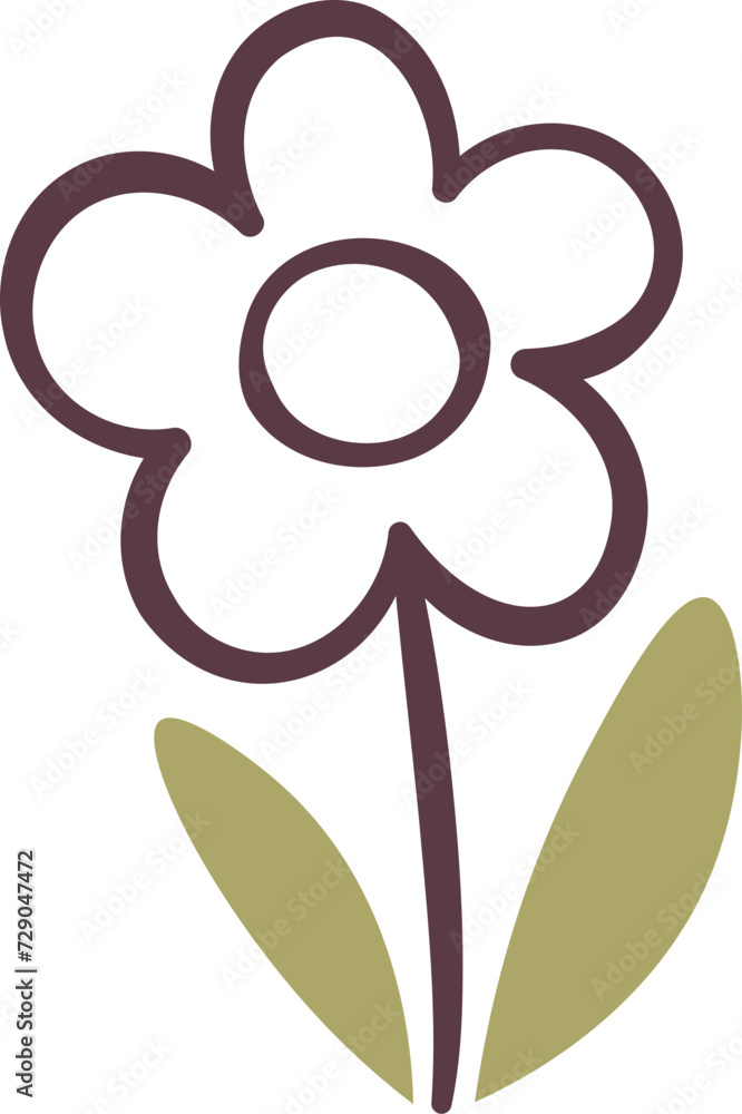 Flower With Leaves Doodle Flower With Leaves Doodle