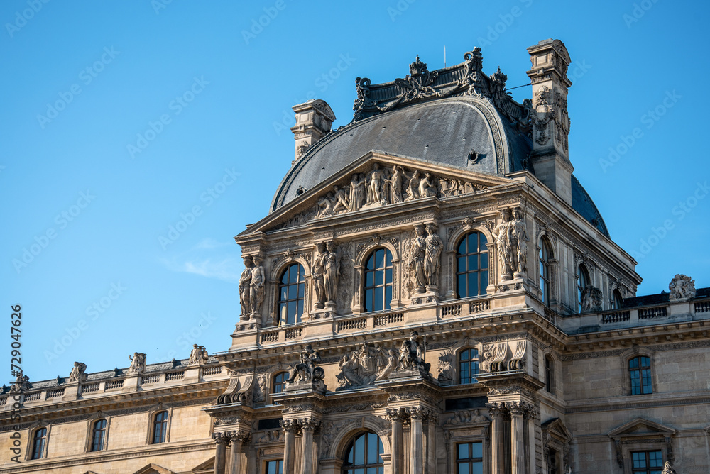Detail of the left wing facade of Louvre Palace