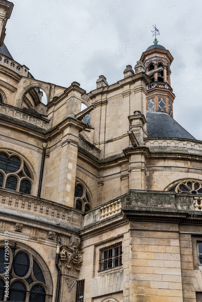 Detail of the buttresses of the gothic church Saint Eustache in Paris