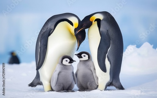 Huddled Emperor Penguin Family Royalty