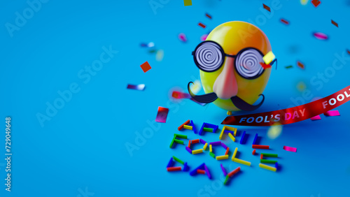 april fool's day copy space background. 3d rendering