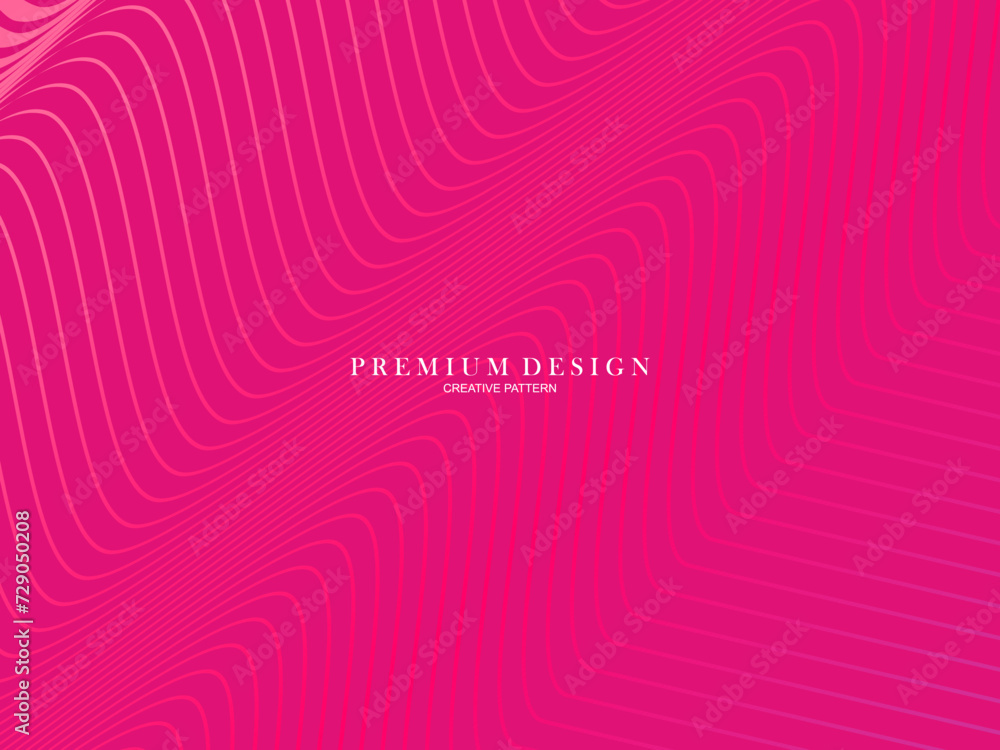 Vector illustration of bright color abstract pattern background with line gradient texture for minimal dynamic cover design. Pink plaque poster template. Luxurious background with line patterns with a
