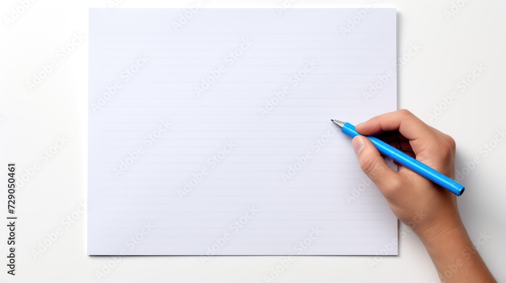 Hand-written message on a blank sheet of paper with a blue pencil, against a white background. Hand-written message on a blank sheet of paper with a blue pencil, against a white background.