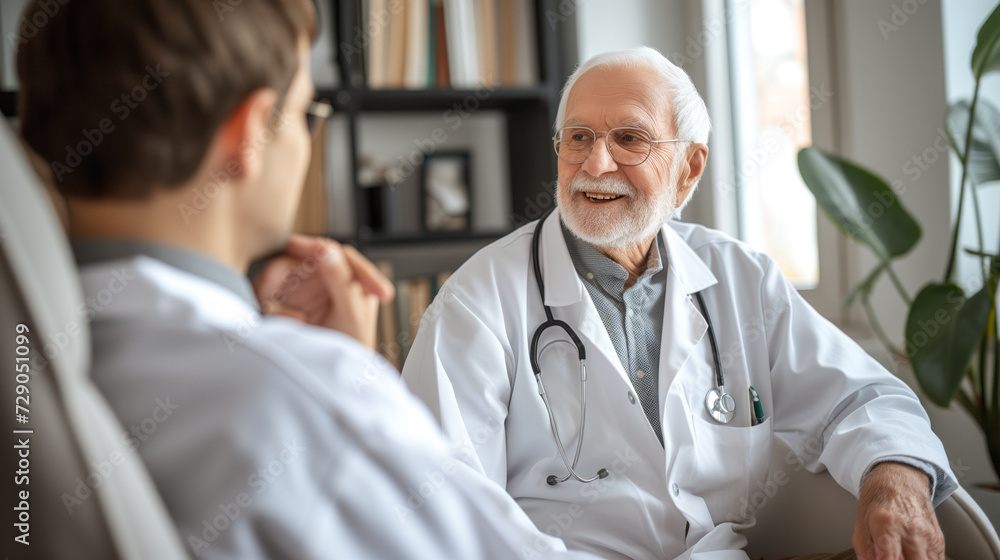 Dedicated doctor examining an elderly patient in a nursing home Dedicated doctor examining an elderly patient in a nursing home