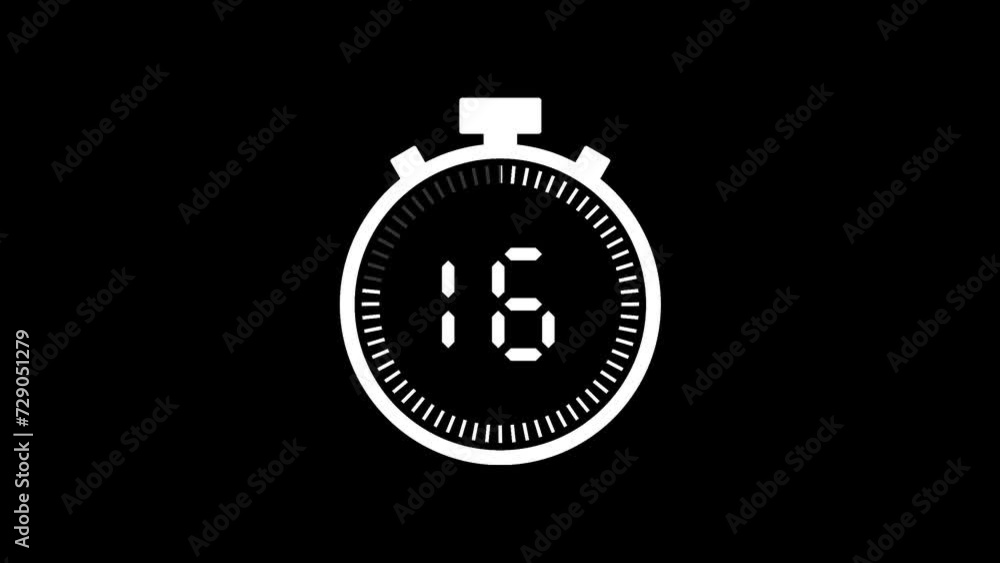 20 second countdown timer animation from 20 to 0 seconds. Modern white stopwatch countdown timer on black background 20 second countdown timer animation from 20 to 0 seconds. Modern white stopwatch countdown timer on black background