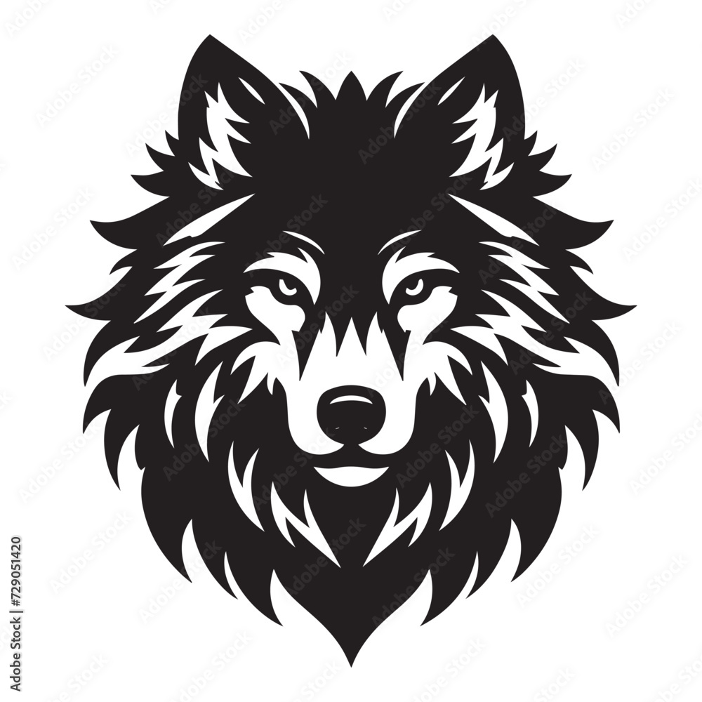 Wolf silhouette isolated on white background