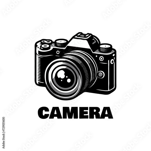 Camera silhouette icon logo vector illustration.